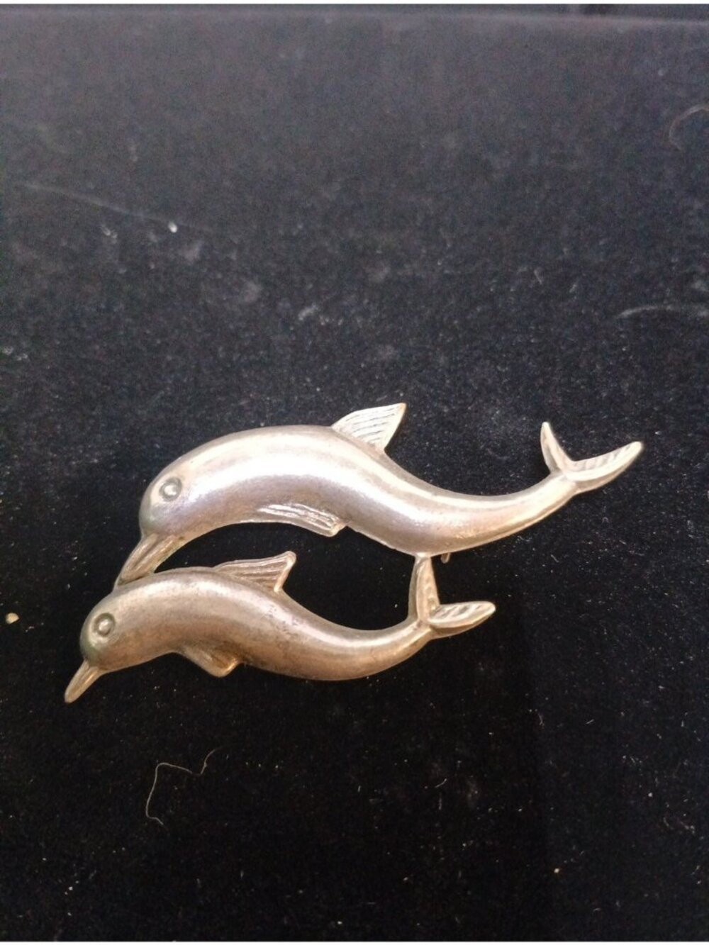 Vintage Sterling Silver Puffy Hollow Dolphins Pin Brooch(R-42)